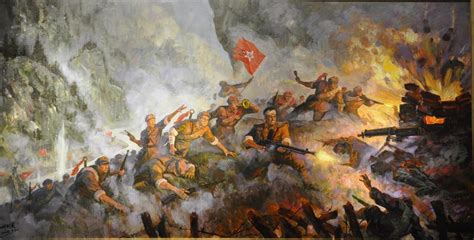 血战腊子口（油画）--哈达铺红军长征纪念馆