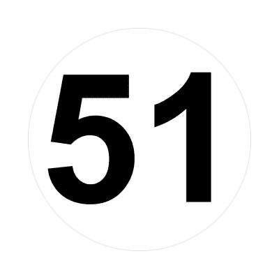 Number 51 White Black Stickers, Magnet | Wacky Print