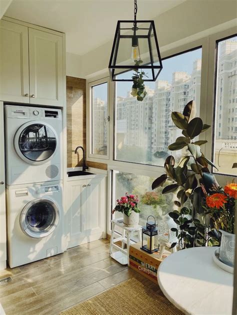 生活阳台洗衣机组合柜装修设计效果图_装信通网效果图