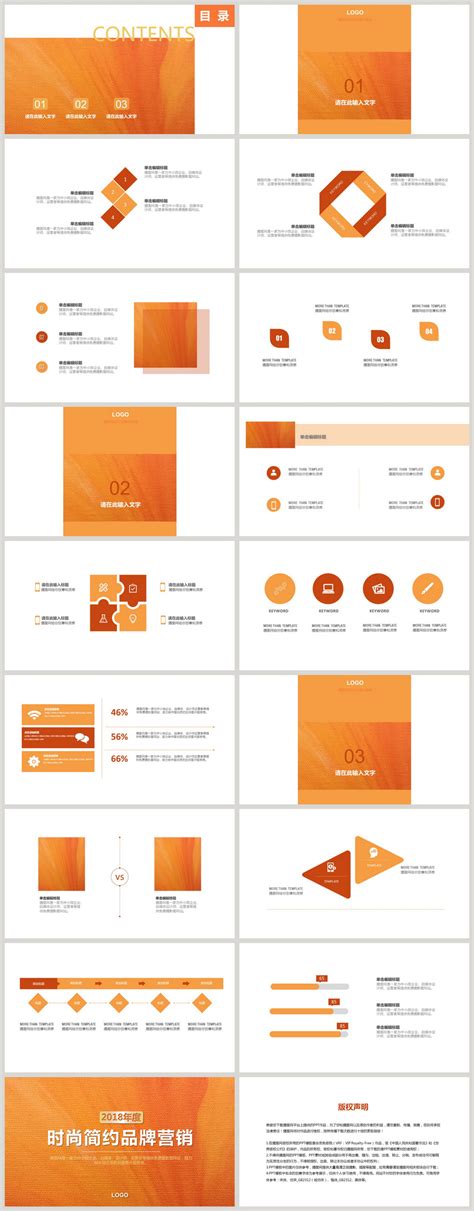 时尚橙色简约品牌营销PPT模板图片-正版模板下载400105266-摄图网