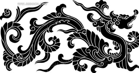 中国古典图案-卷曲纹龙纹构成的圆形图案AI素材免费下载_红动中国
