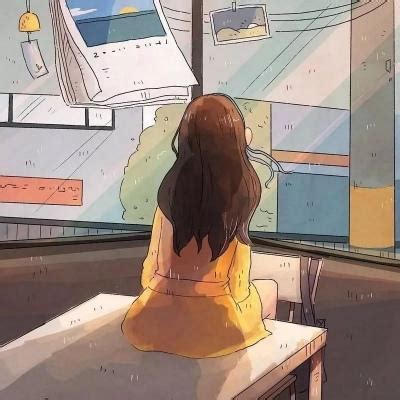 卡通温柔背影头像女生