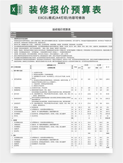 房屋装修报价单计算方法公式