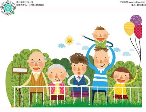 幸福一家人卡通插画EPS素材免费下载_红动中国
