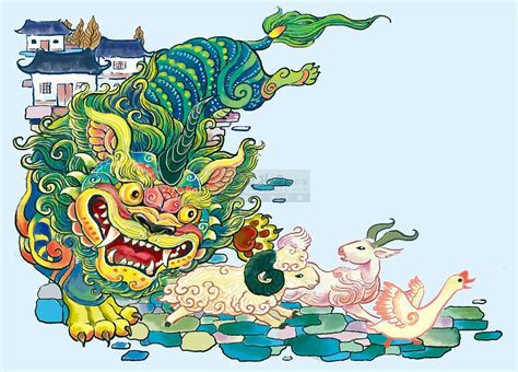 中国传统经典绘本故事年兽来了PPT模板,PPT模板免费下载-巧圣网