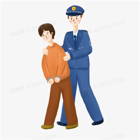 抓捕犯人的警察插画素材图片免费下载-千库网