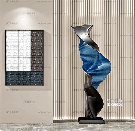 新中式抽象雕塑摆件，挂画3d模型下载-【集简空间】「每日更新」