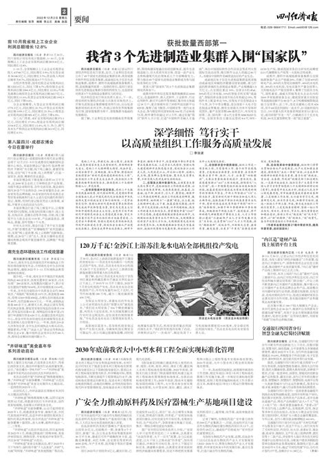 广安全力推动原料药及医疗器械生产基地项目建设--四川经济日报
