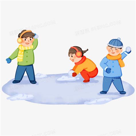 手绘卡通小孩打雪仗免抠素材图片免费下载_PNG素材_编号192imx5mk_图精灵