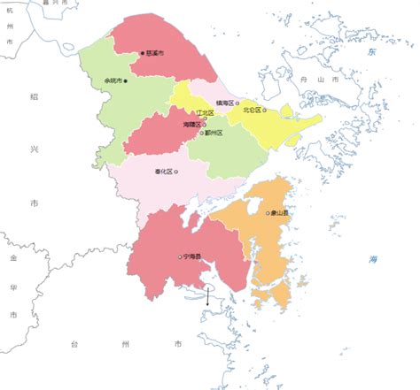 宁波市行政区划地图：宁波市下辖6个区、2个县，代管2个县级市分别是哪些？
