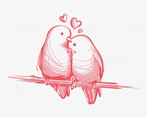 矢量手绘爱情鸟图片素材免费下载 - 觅知网