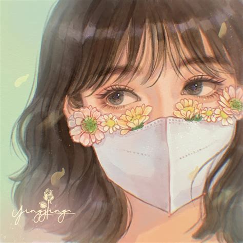 疫情女生头像手绘温柔
