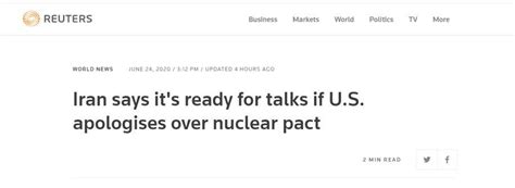 伊朗总统鲁哈尼：美伊对话没问题，前提是美国就退出伊核协议道歉并赔偿