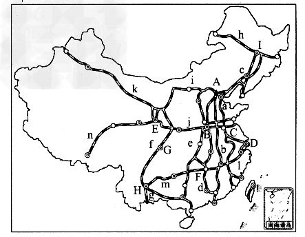 中国高速铁路网四纵四横骨干网线路图