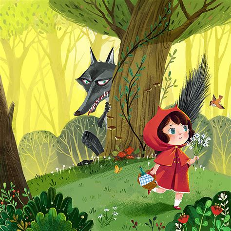 格林系列童话-《小红帽》|插画|绘本|星辰浮光 - 原创作品 - 站酷 (ZCOOL)