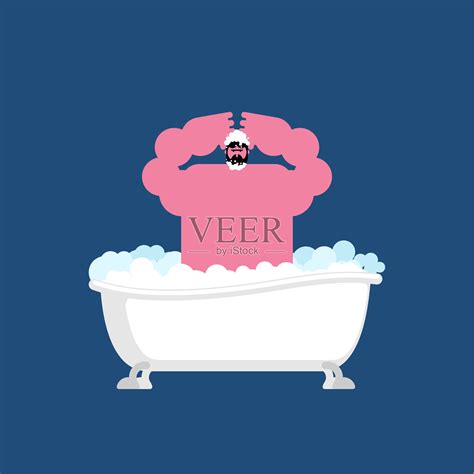 洗澡的男人在浴缸里洗澡插画图片素材_ID:373381171-Veer图库