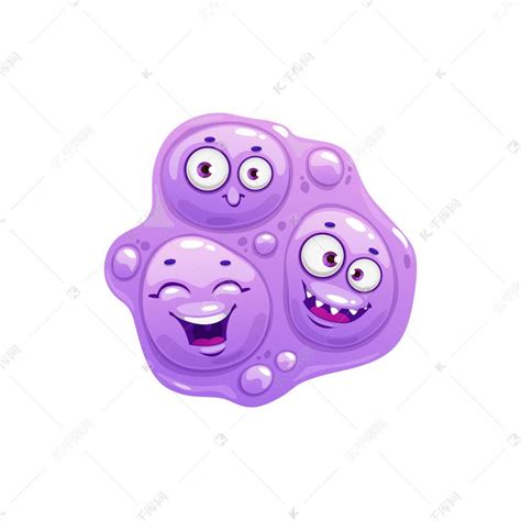卡通病毒细胞载体图标，可爱的三重细菌，笑脸，有趣的细菌特征，吉祥物。素材图片免费下载-千库网