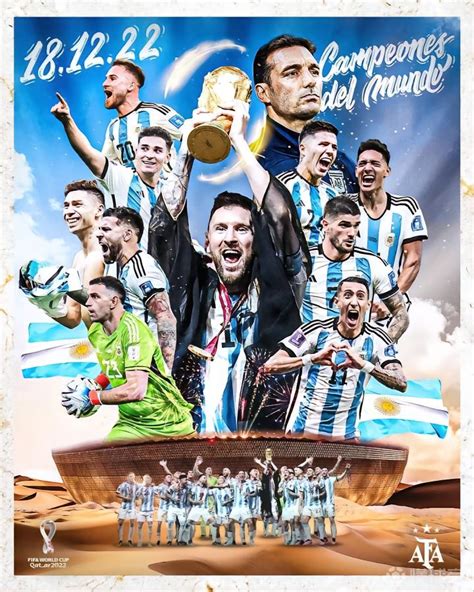 梅西高举金杯，阿根廷队官方晒海报回顾世界杯夺冠一个月_PP视频体育频道