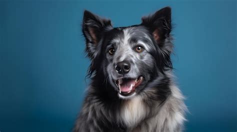Premium Photo | A border collie dog with a blue background