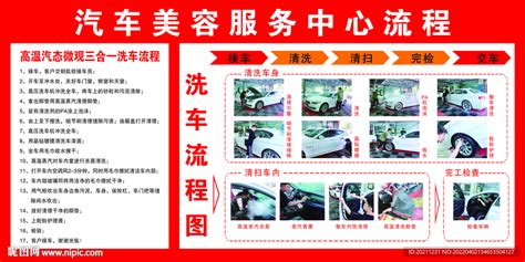 汽车美容服务洗车流程图海报展板设计图__广告设计_广告设计_设计图库_昵图网nipic.com
