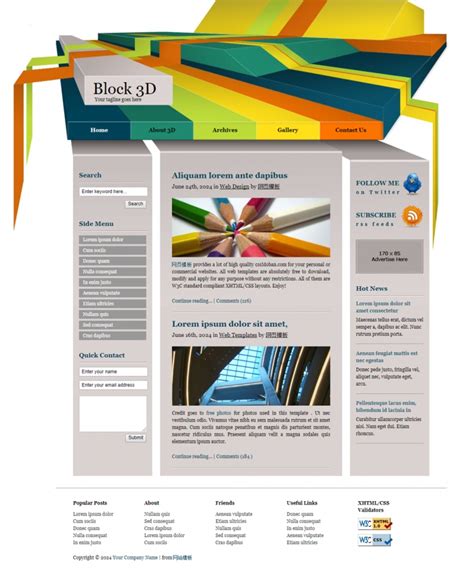 彩色立体风格的3d企业网站模板下载