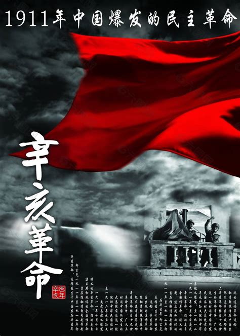 辛亥革命纪念日110周年红色大气宣传展板图片下载_红动中国