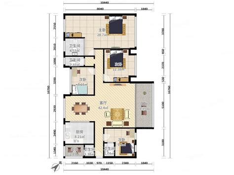 170平米最佳户型图,四房二厅二卫设计图,170平米四室户型图_大山谷图库