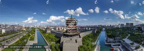 鸟瞰山西大同的城市景观和古城墙—高清视频下载、购买_视觉中国视频素材中心