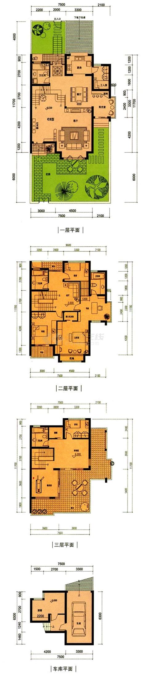 上海普陀区某居住区3层高档私人别墅平面设计CAD施工图_居住建筑_土木在线