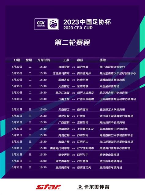 2023中国足协杯第二轮赛程公布
