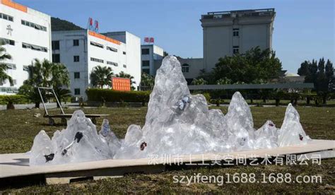 新中式现代创意雕塑透明树脂山形摆件样板房客厅酒店假山软装饰品-阿里巴巴