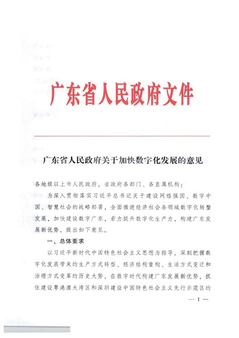 广东省人民政府关于加快数字化发展的意见_质量提升_广东省文化和旅游厅