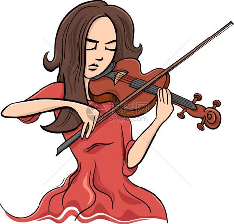 以小提琴手或美少女演奏小提琴乐器的漫画插图插画图片下载-正版图片303285802-摄图网