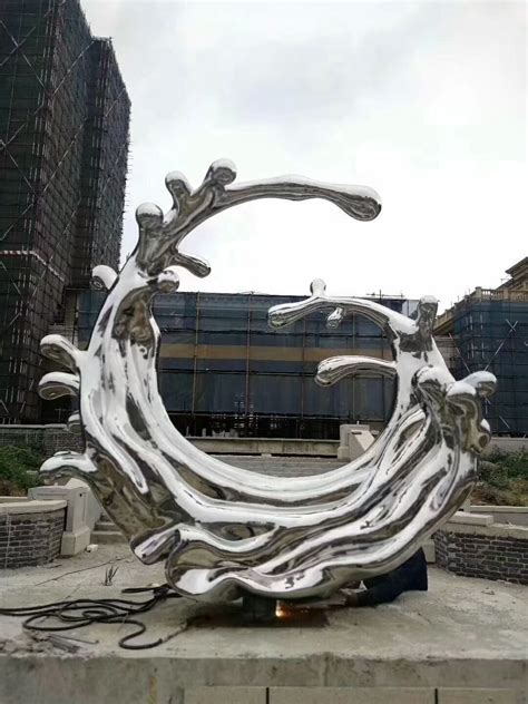 不锈钢流水雕塑城市景观雕塑金属镜面创意景观流水摆件|手工艺 ...