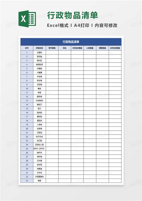 物品移交清单表Excel模板下载_熊猫办公