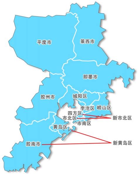 青岛市区划分的地图-
