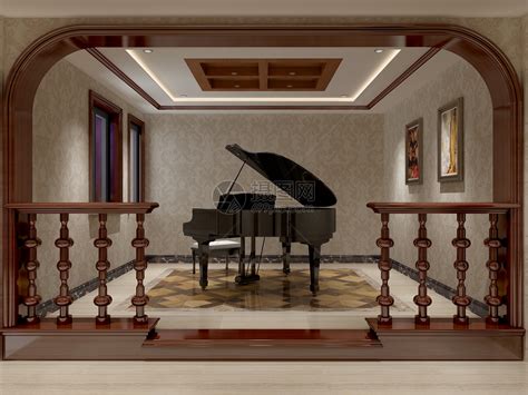 现代美式书房钢琴房一体设计_齐家网装修效果图