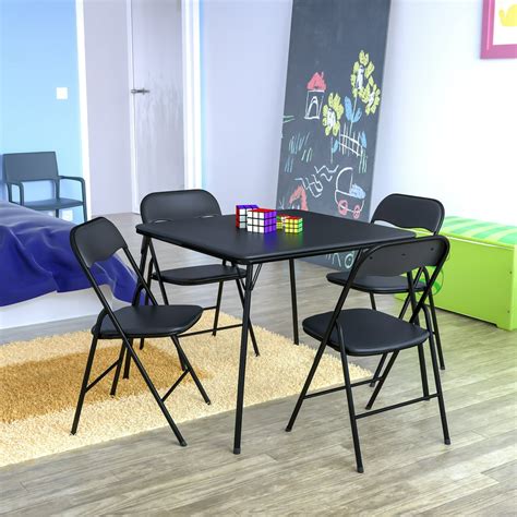 Mainstays 5 Piece Resin Card Table and Four Chairs Set, Black – [store ...