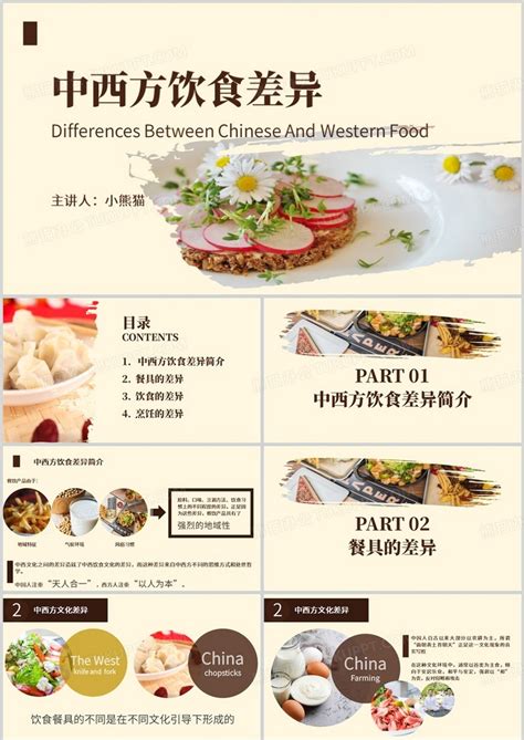 中西方饮食文化差异美食培训PPT模板下载_熊猫办公