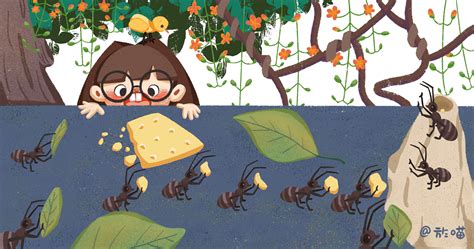 小时候喜欢观察蚂蚁🐜搬食物|插画|儿童插画|於喵 - 原创作品 - 站酷 (ZCOOL)