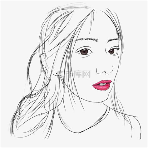 甜美女生头像铅笔画