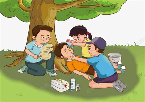卡通教育紧急处置中暑的孩子png图片免费下载-素材7QiWVVUka-新图网