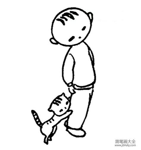 一只手摸木头一只手摸猫的孩子高清图片下载_红动中国