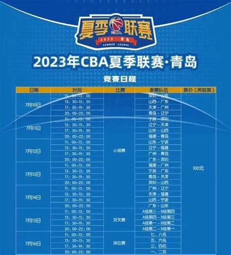 CBA夏季联赛2023赛程安排_对阵名单
