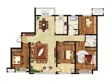 学府名著159㎡户型，学府名著4室2厅2卫0厨约159.00平米户型图，朝南北朝向 - 滨州安居客