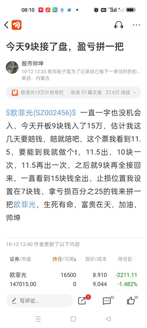 欧东旭15万专栏第一目标完成，第二目标开启_财富号_东方财富网