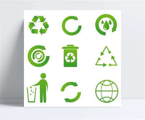 各种绿色环保回收的标志图标设计模板素材