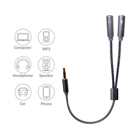 Cable divisor de Audio y Micrófono tipo Y - Gris | plazaVea - Supermercado
