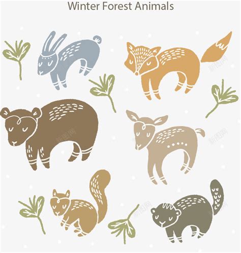 冬天森林动物矢量图png图片免费下载-素材7xyVqVjPW-新图网