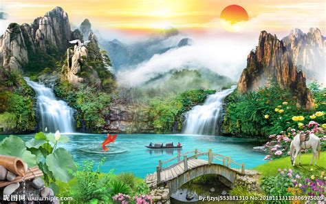 高山流水图图片